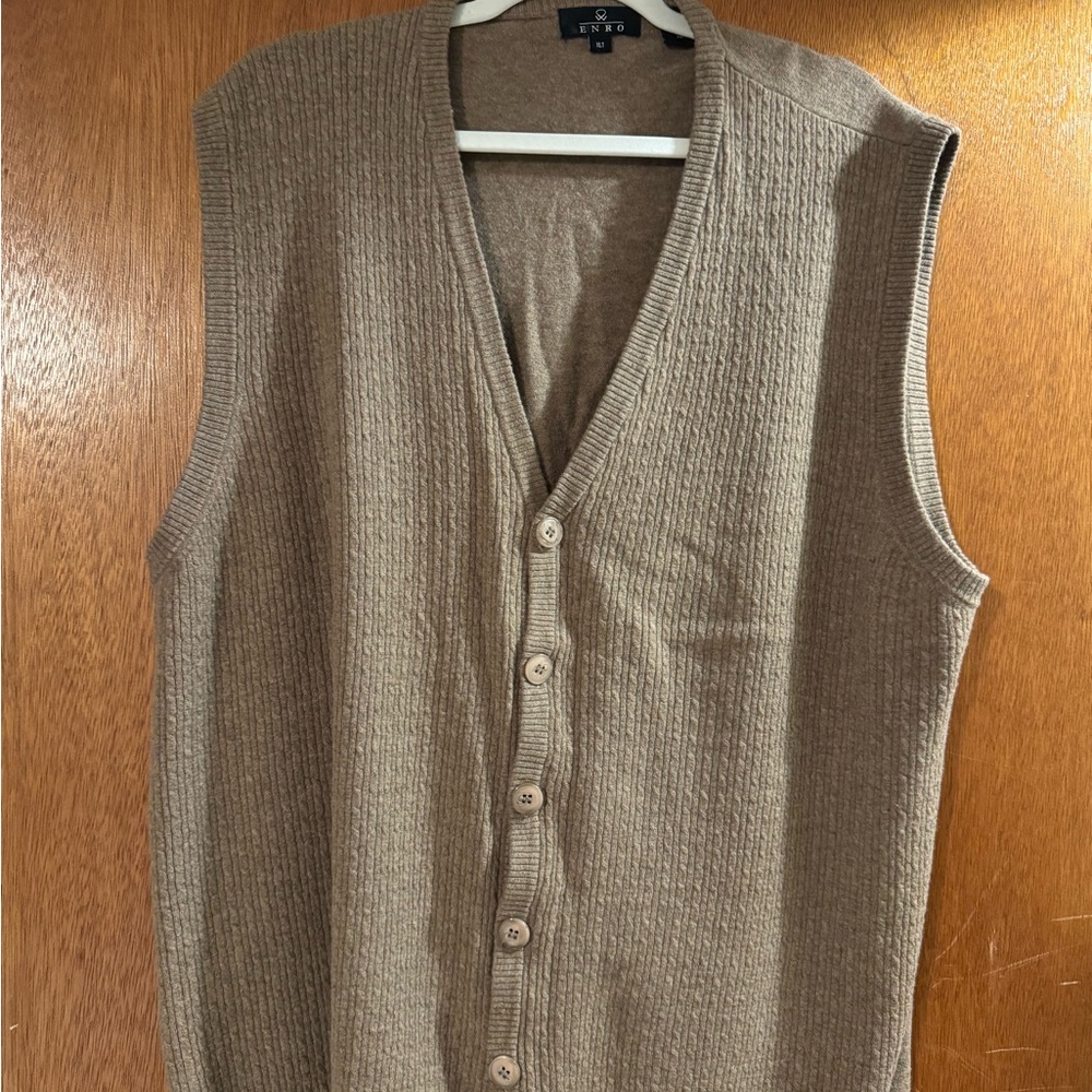 Men's Brown Ribbed Button-Up Vest